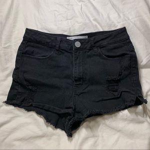 Black high rise shorts